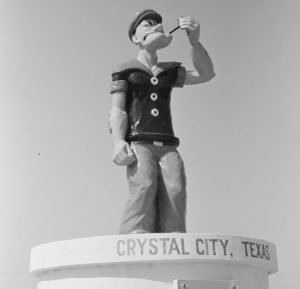 opeye statue in crystal city, texas