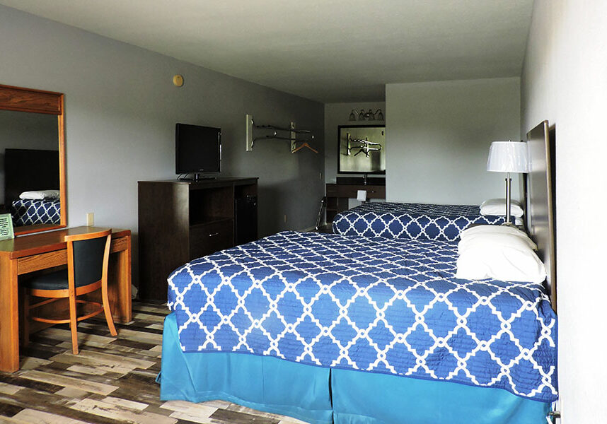 guest room with two queen beds